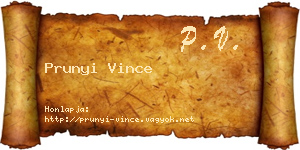 Prunyi Vince névjegykártya